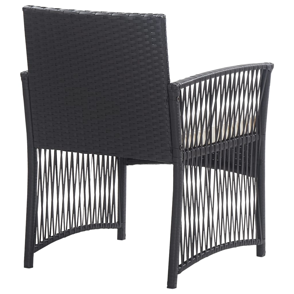 vidaXL 4 Piece Patio Lounge Set with Cushion Poly Rattan Black