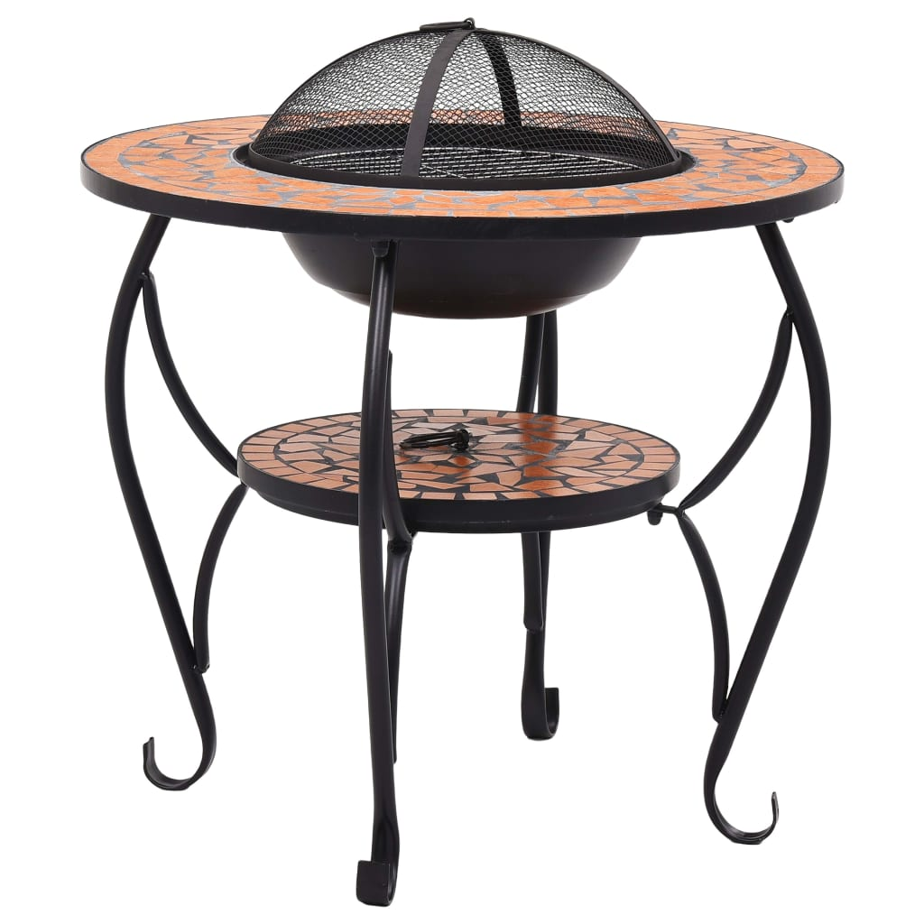 vidaXL Mosaic Fire Pit Table Terracotta 26.8" Ceramic