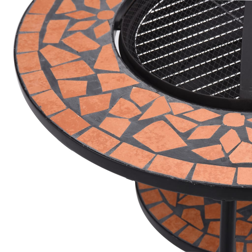 vidaXL Mosaic Fire Pit Table Terracotta 26.8" Ceramic