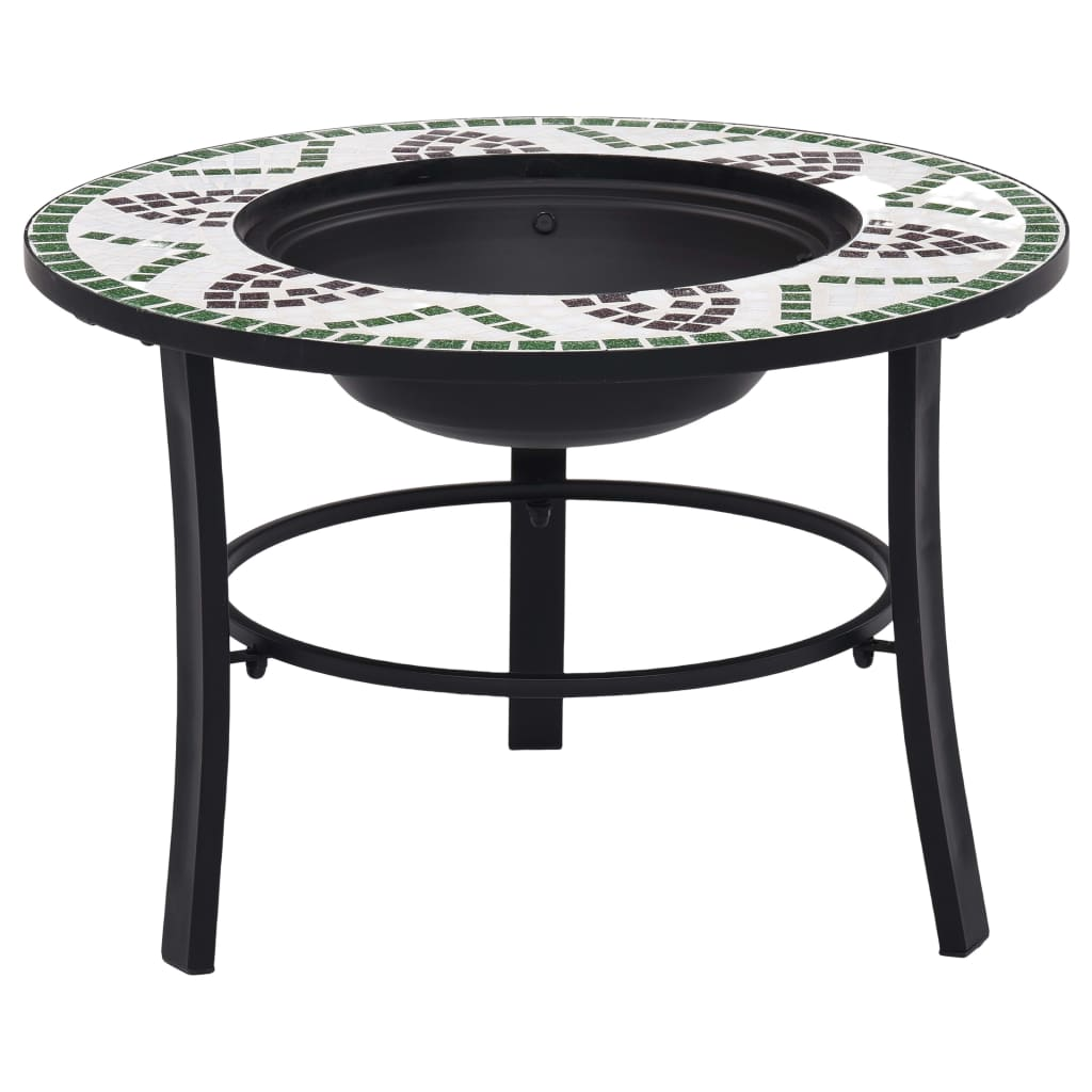 vidaXL Mosaic Fire Pit Green 26.8" Ceramic