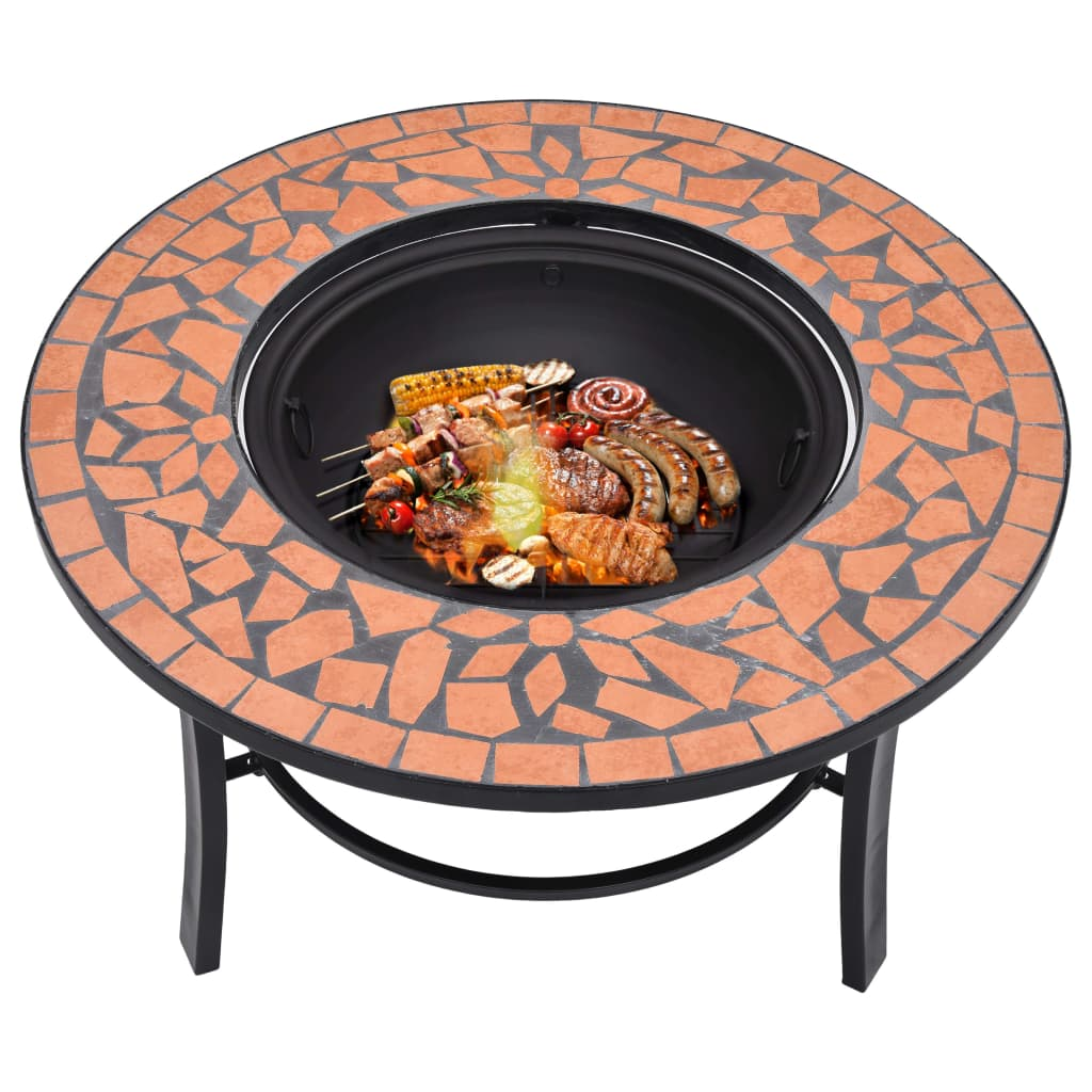 vidaXL Mosaic Fire Pit Terracotta 26.8" Ceramic