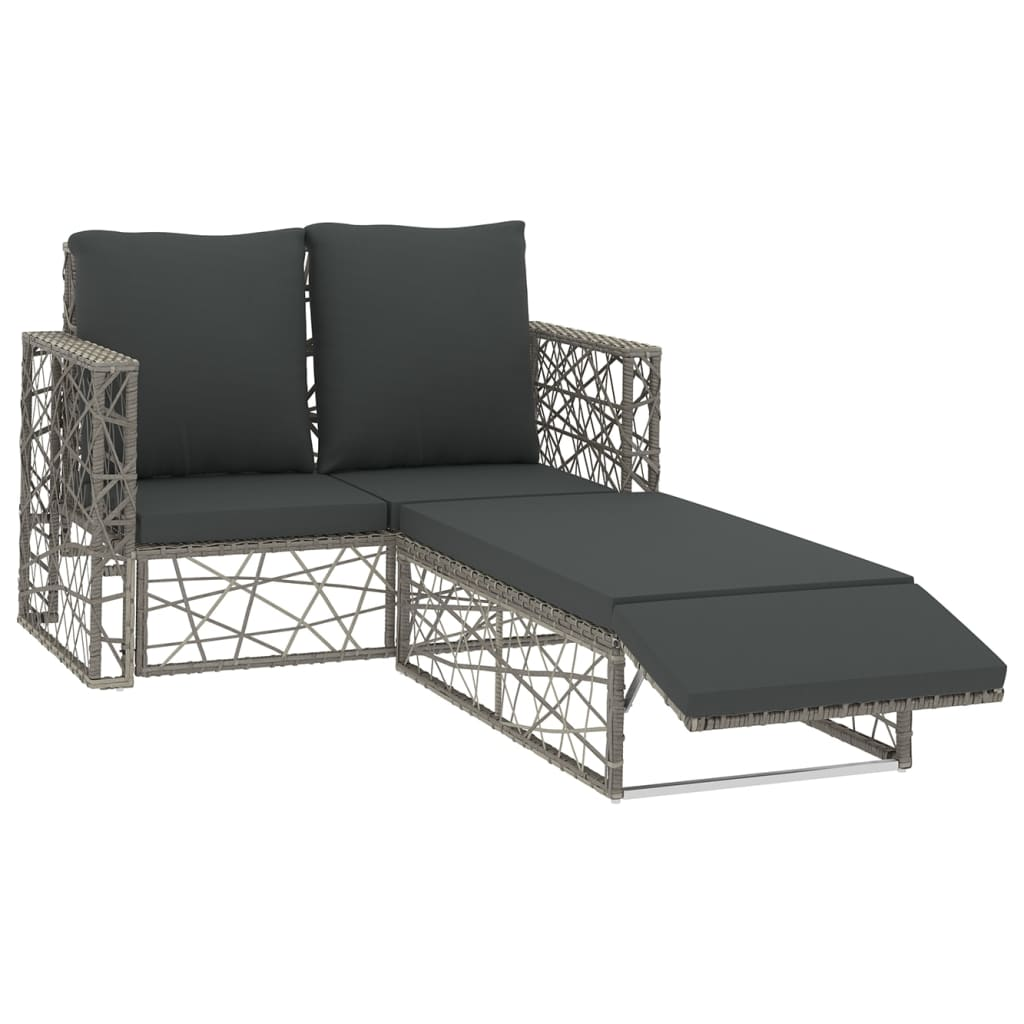 vidaXL 2 Piece Patio Lounge Set with Cushions Poly Rattan Gray