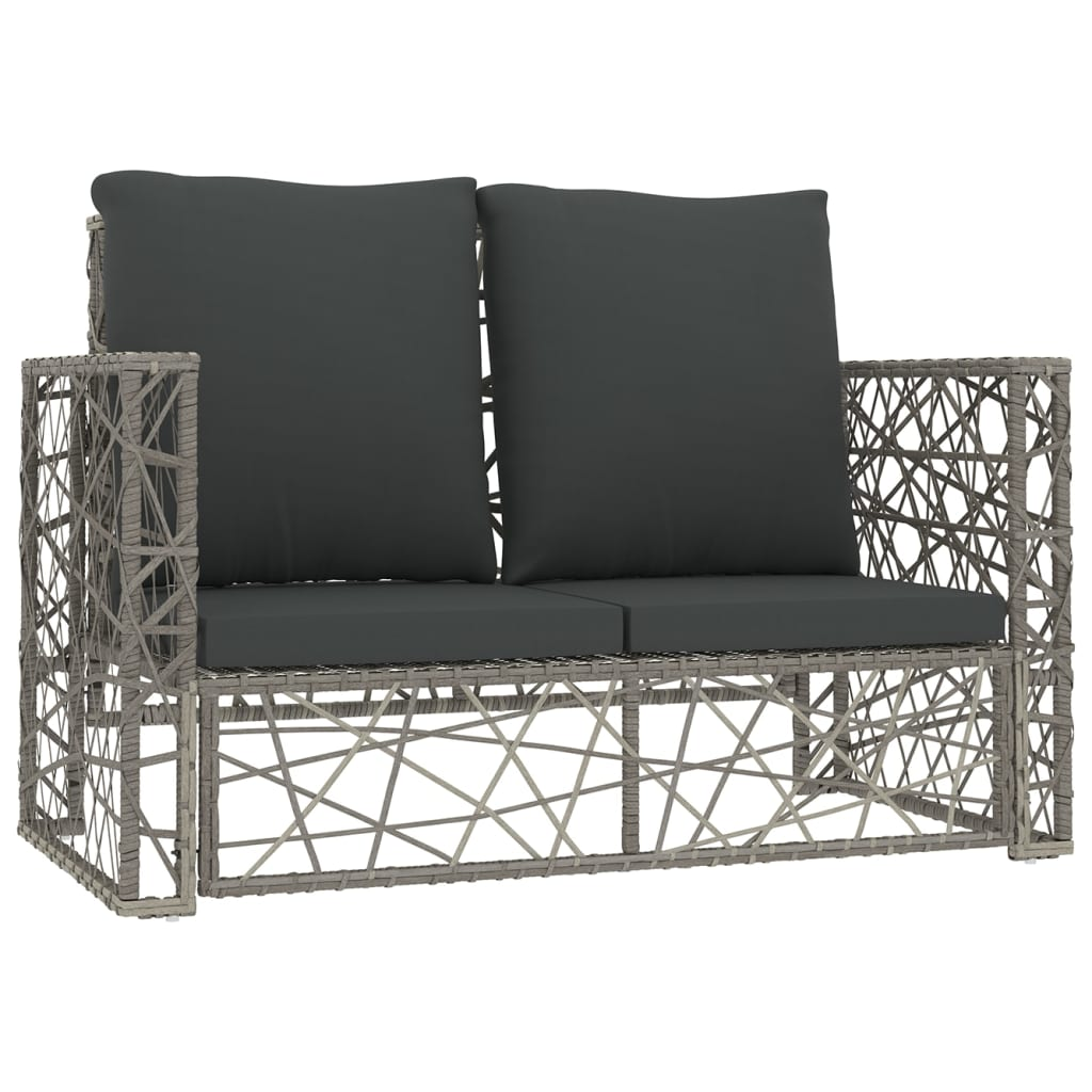 vidaXL 2 Piece Patio Lounge Set with Cushions Poly Rattan Gray