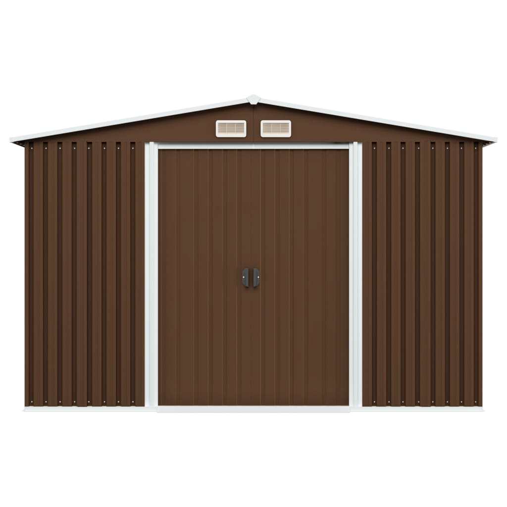 vidaXL Garden Storage Shed Brown 101.2"x80.7"x70.1" Steel