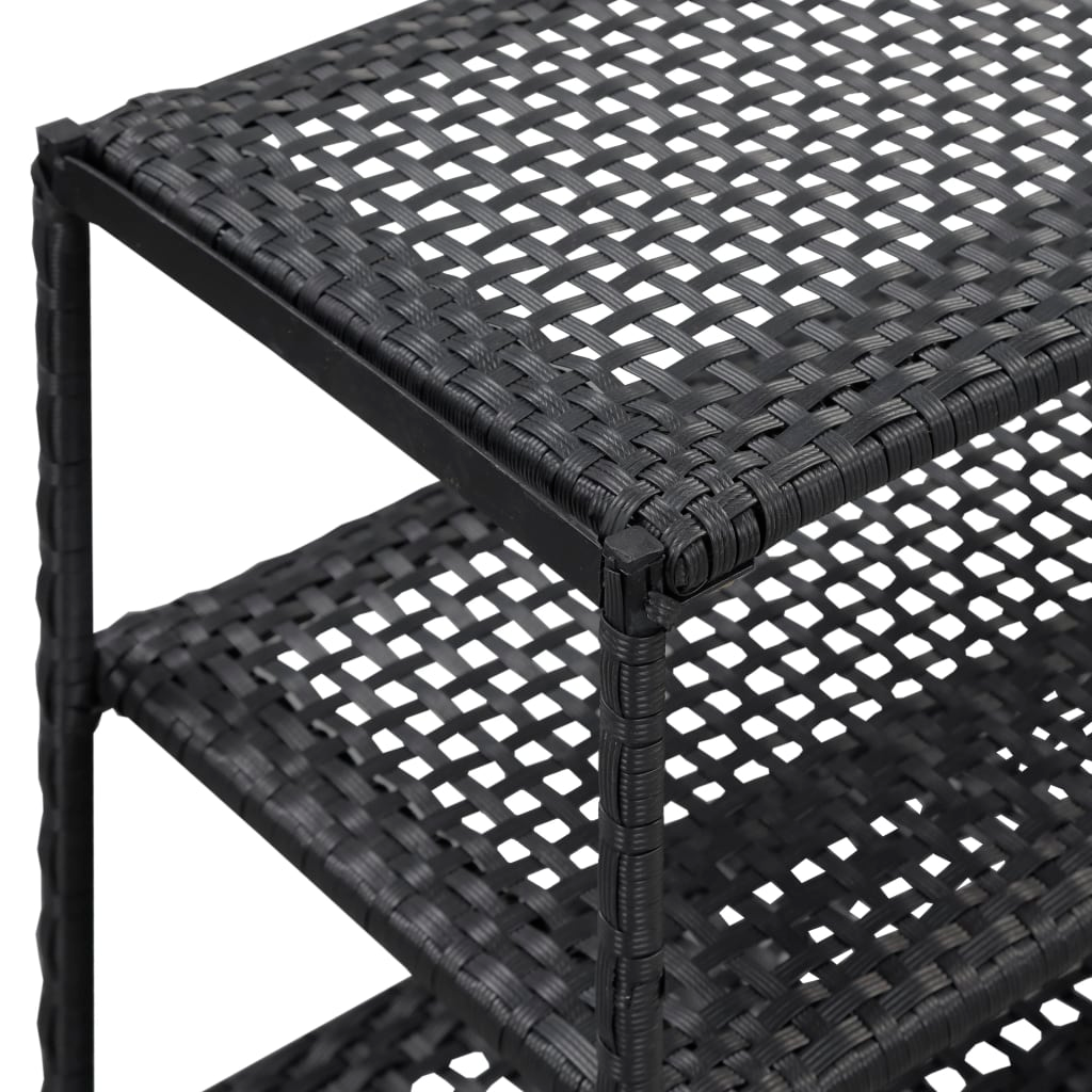 vidaXL Shoe Rack Black 19.7"x11.8"x47.2" Poly Rattan