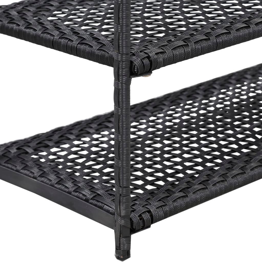 vidaXL Shoe Rack Black 19.7"x11.8"x47.2" Poly Rattan