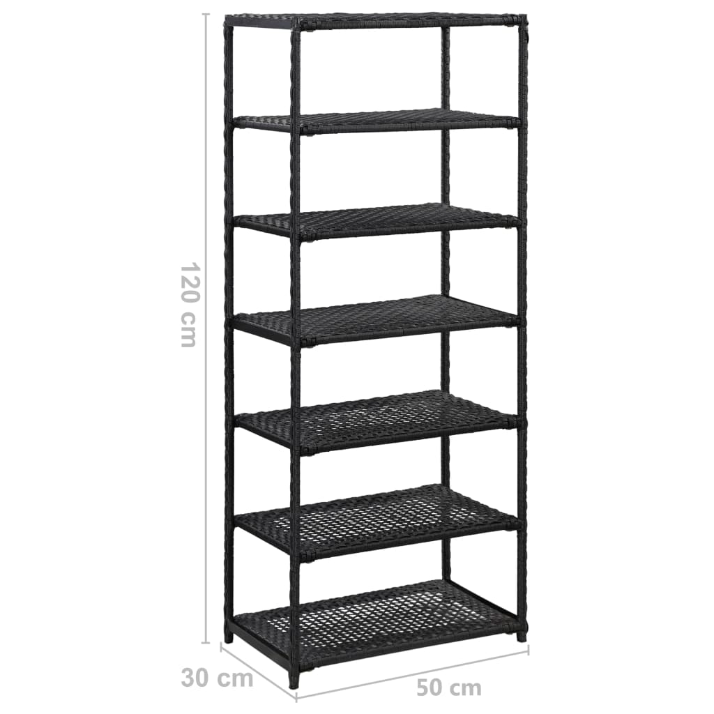 vidaXL Shoe Rack Black 19.7"x11.8"x47.2" Poly Rattan