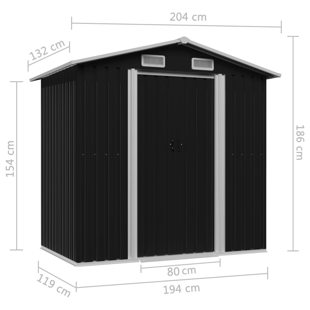 vidaXL Garden Storage Shed Anthracite Steel 80.3"x52"x73.2"