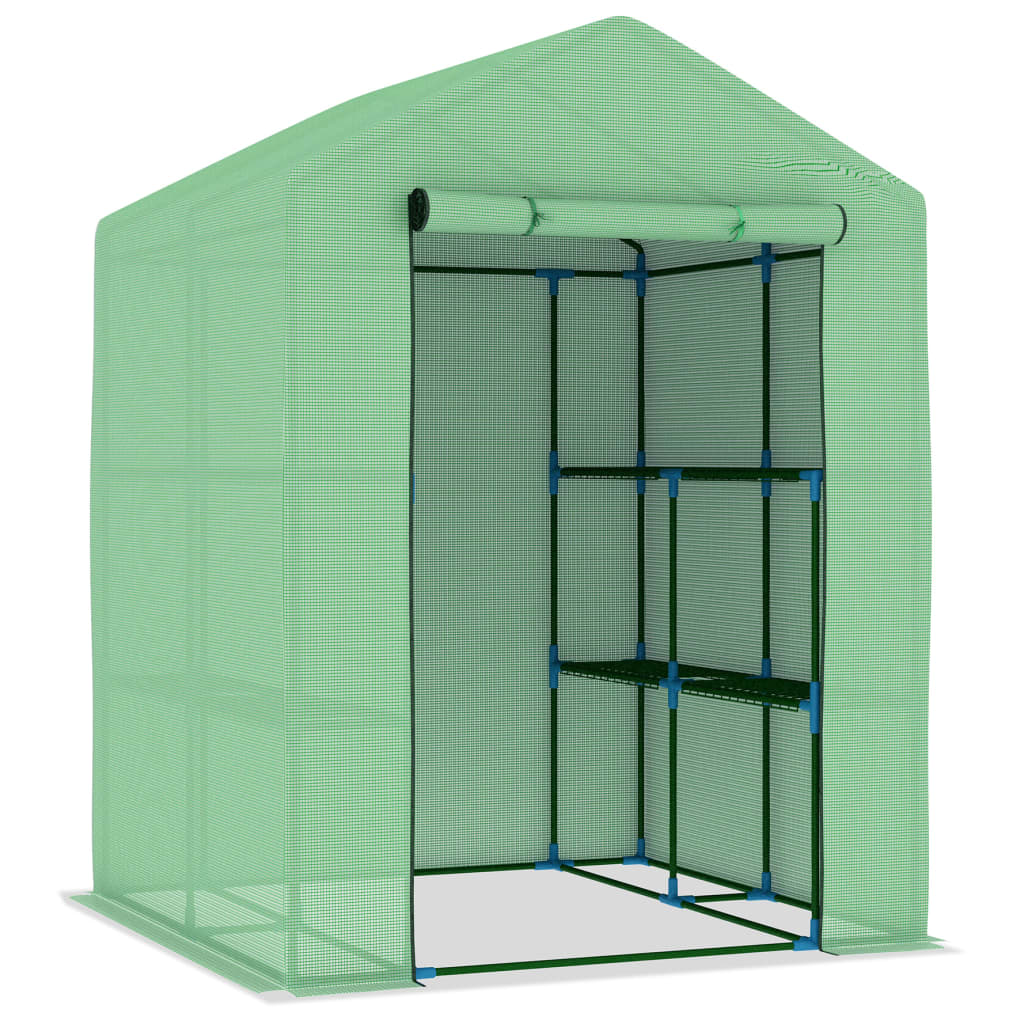 vidaXL Greenhouse with Shelves Steel 56.3"x56.3"x76.8"