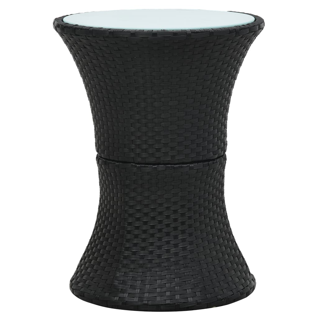 vidaXL Patio Side Table Drum Shape Black Poly Rattan