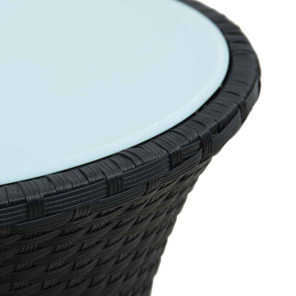 vidaXL Patio Side Table Drum Shape Black Poly Rattan