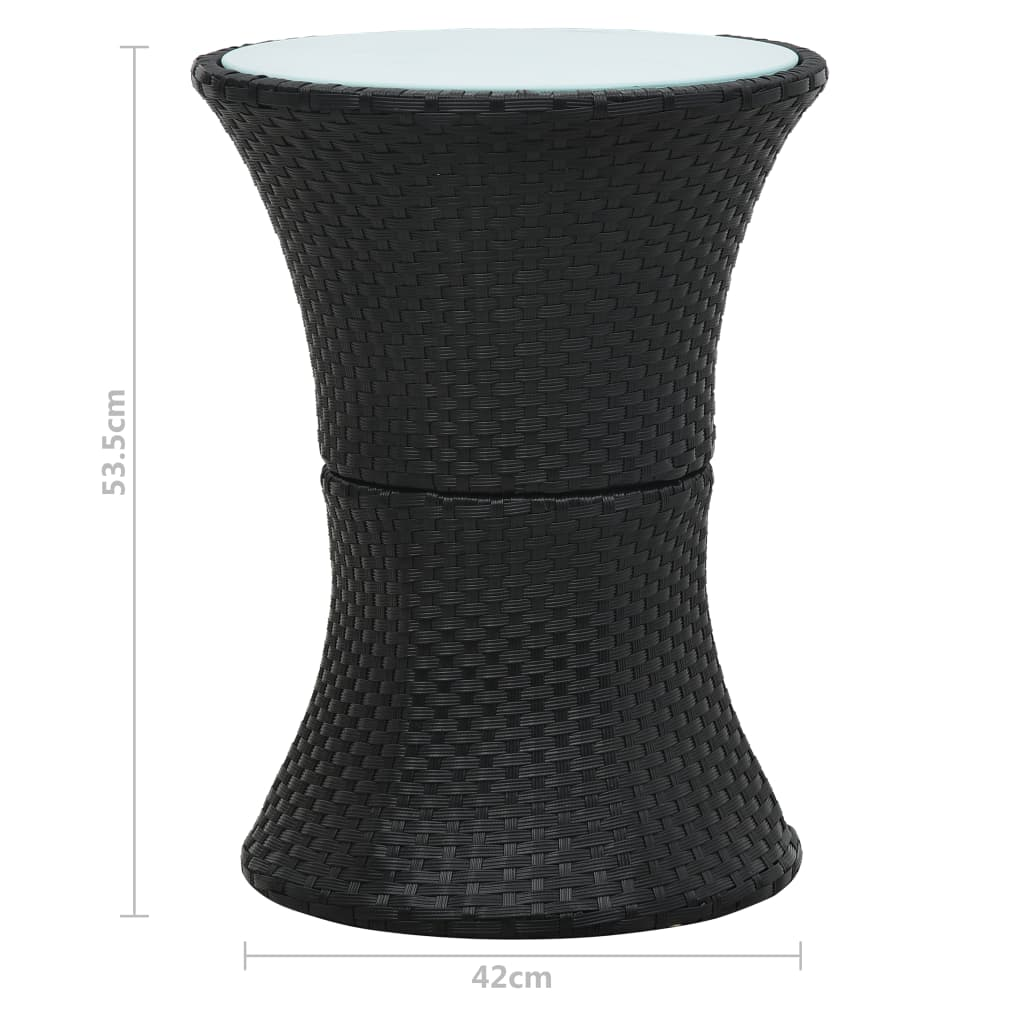 vidaXL Patio Side Table Drum Shape Black Poly Rattan