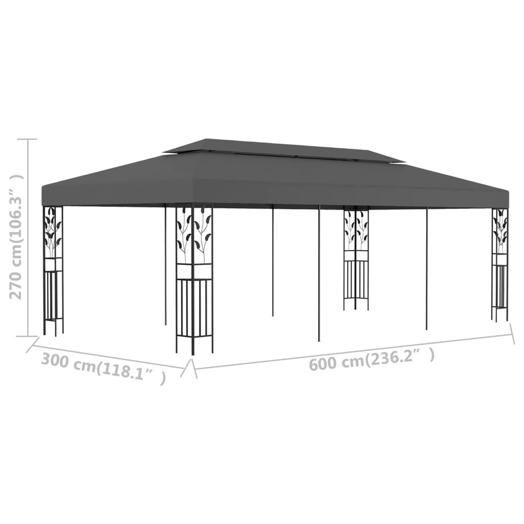 vidaXL Gazebo 9.8'x19.6' Anthracite