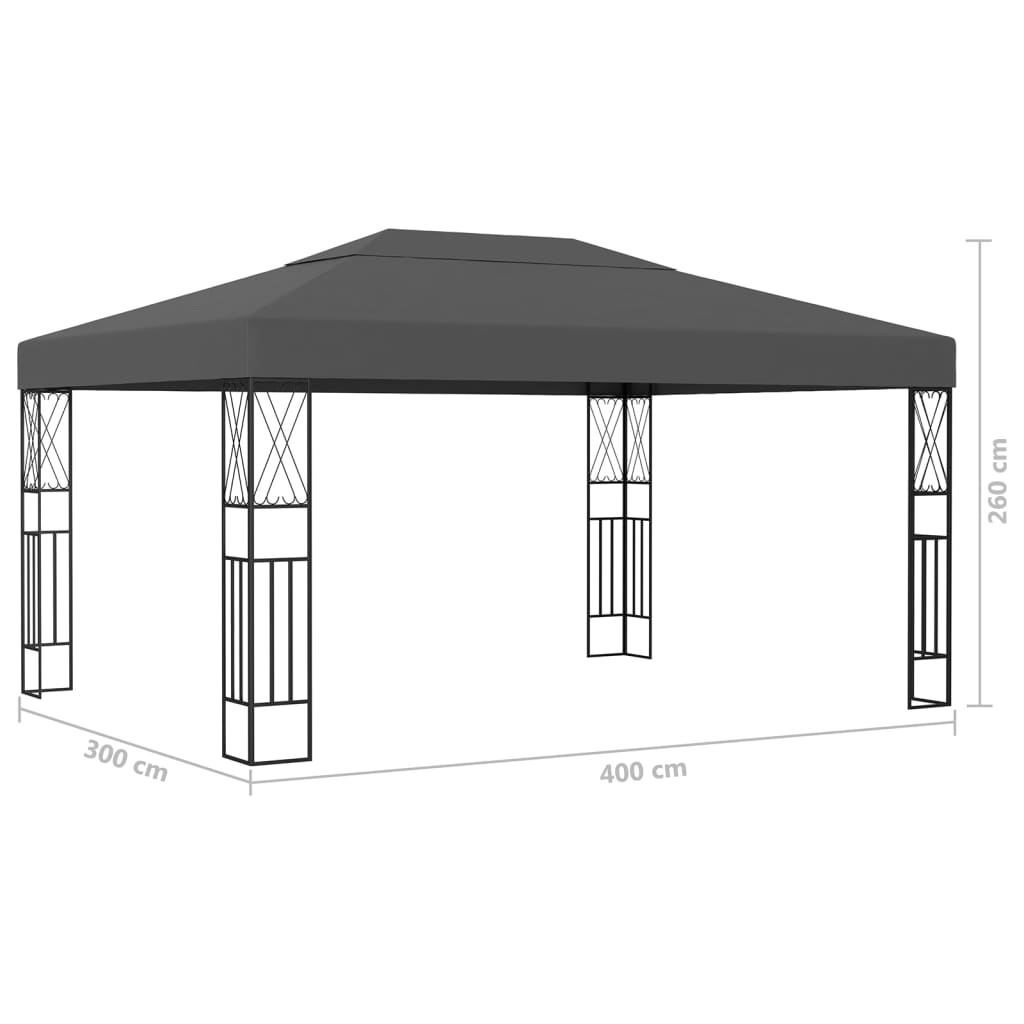 vidaXL Gazebo 9.8'x13.1' Anthracite Fabric