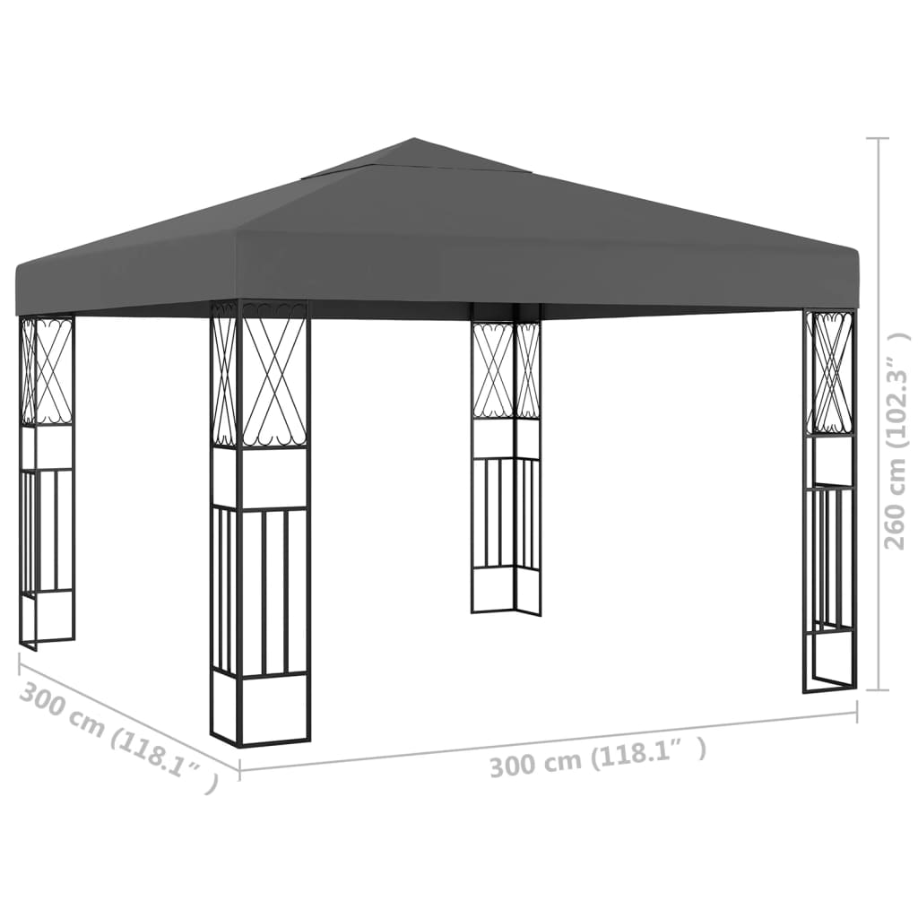 vidaXL Gazebo 9.8'x9.8' Anthracite Fabric