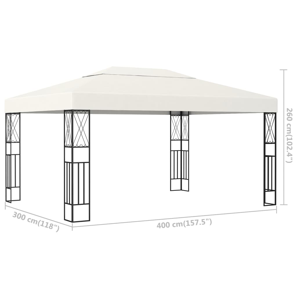 vidaXL Gazebo 9.8'x13.1' Cream Fabric