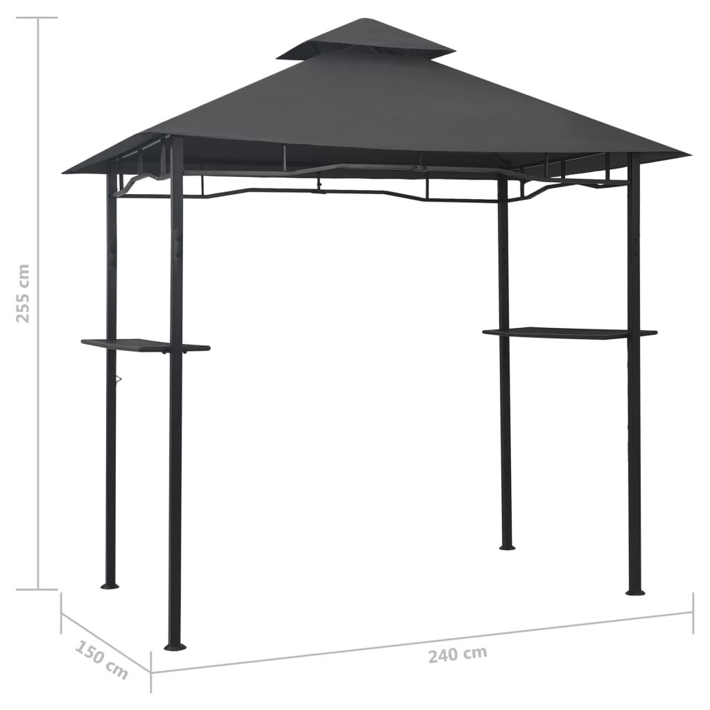 vidaXL BBQ Gazebo 7.9'x4.9'x8.4' Anthracite Steel