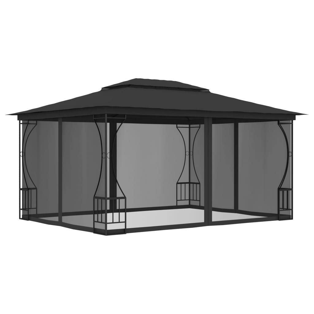 vidaXL Gazebo with Nets 9.8'x13.1'x8.7' Anthracite