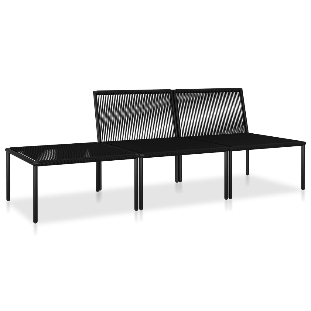 vidaXL 3 Piece Patio Lounge Set with Cushions Black PVC