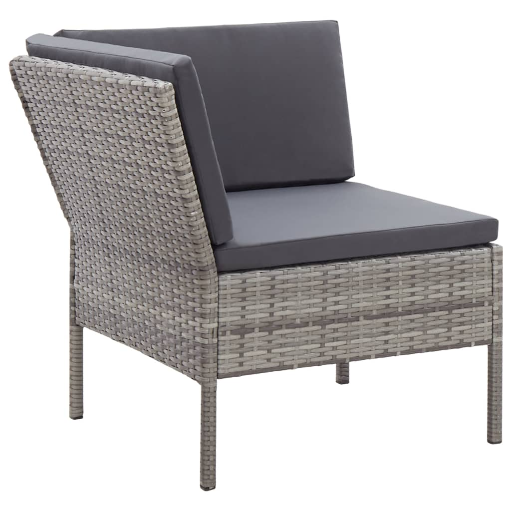 vidaXL 3 Piece Patio Lounge Set with Cushions Poly Rattan Gray