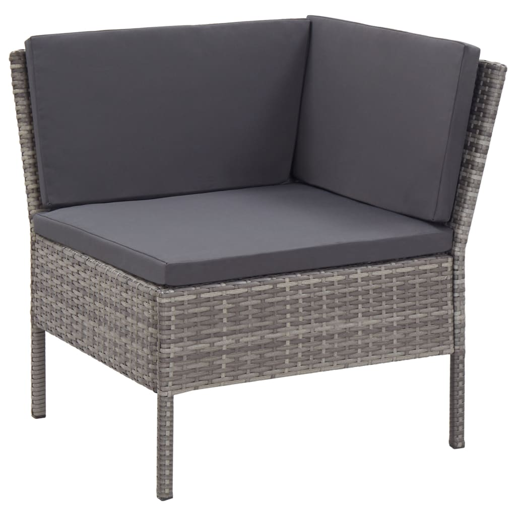 vidaXL 3 Piece Patio Lounge Set with Cushions Poly Rattan Gray