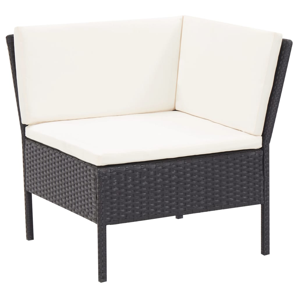 vidaXL 3 Piece Patio Lounge Set with Cushions Poly Rattan Black