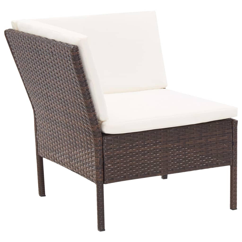 3 Piece Patio Lounge Set with Cushions Poly Rattan Brown