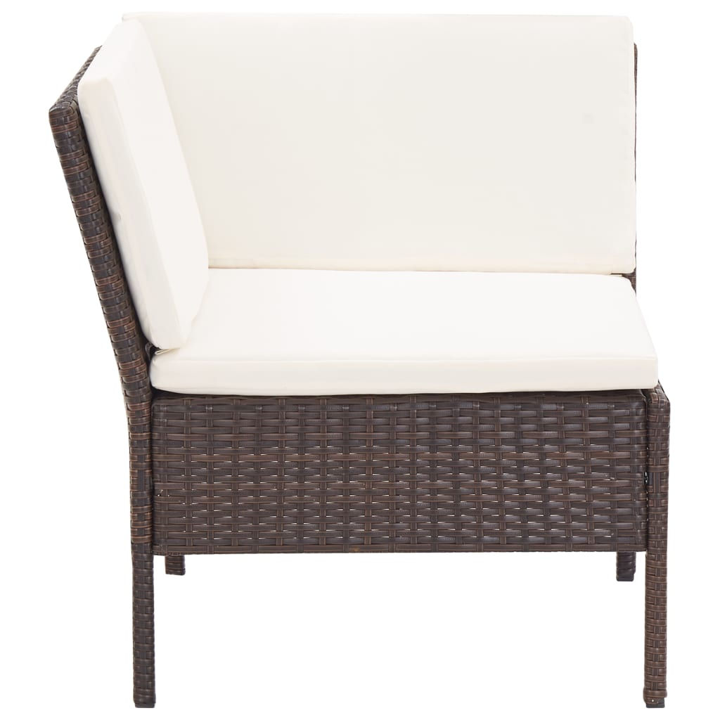 3 Piece Patio Lounge Set with Cushions Poly Rattan Brown