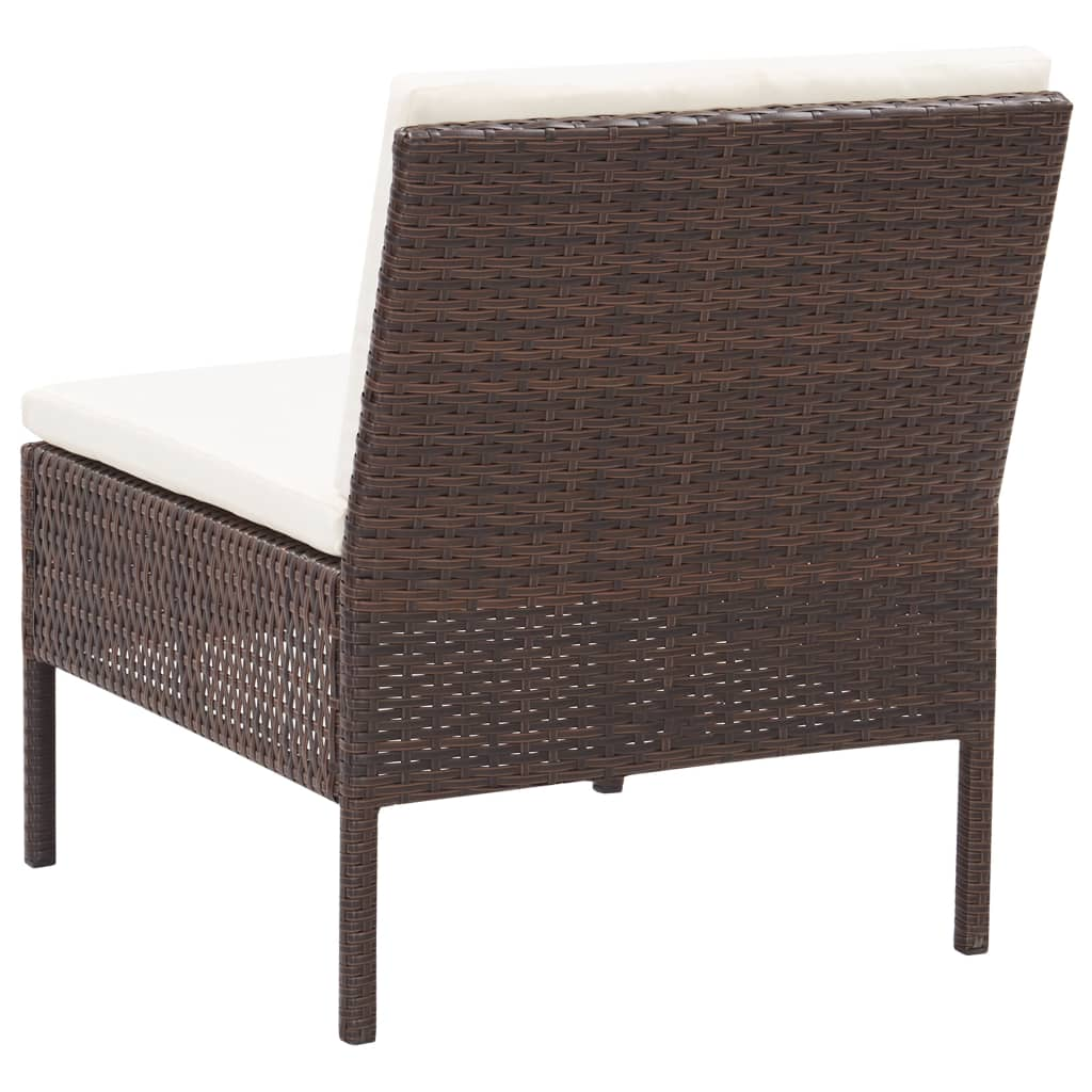 3 Piece Patio Lounge Set with Cushions Poly Rattan Brown