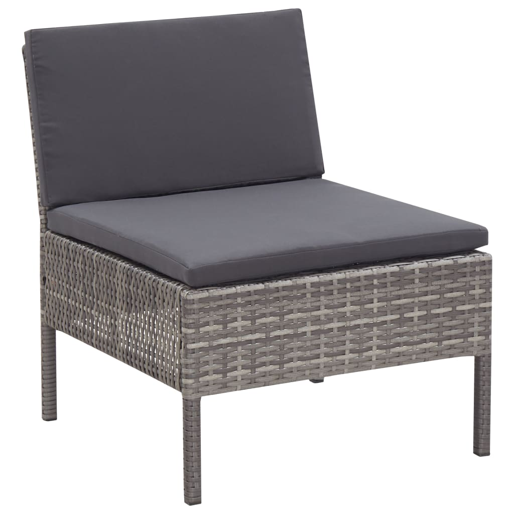 3 Piece Patio Lounge Set with Cushions Poly Rattan Gray