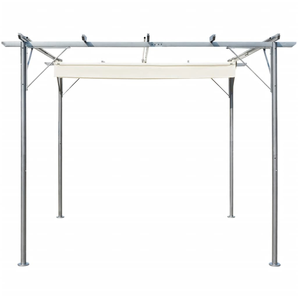 vidaXL Pergola with Retractable Roof Cream White 9.8'x9.8' Steel