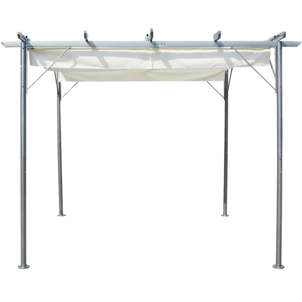 vidaXL Pergola with Retractable Roof Cream White 9.8'x9.8' Steel