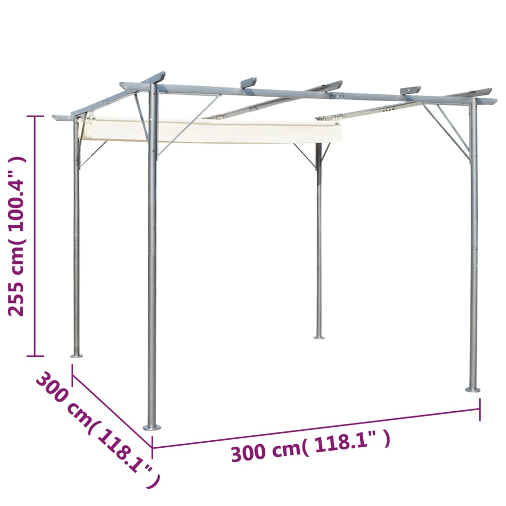 vidaXL Pergola with Retractable Roof Cream White 9.8'x9.8' Steel