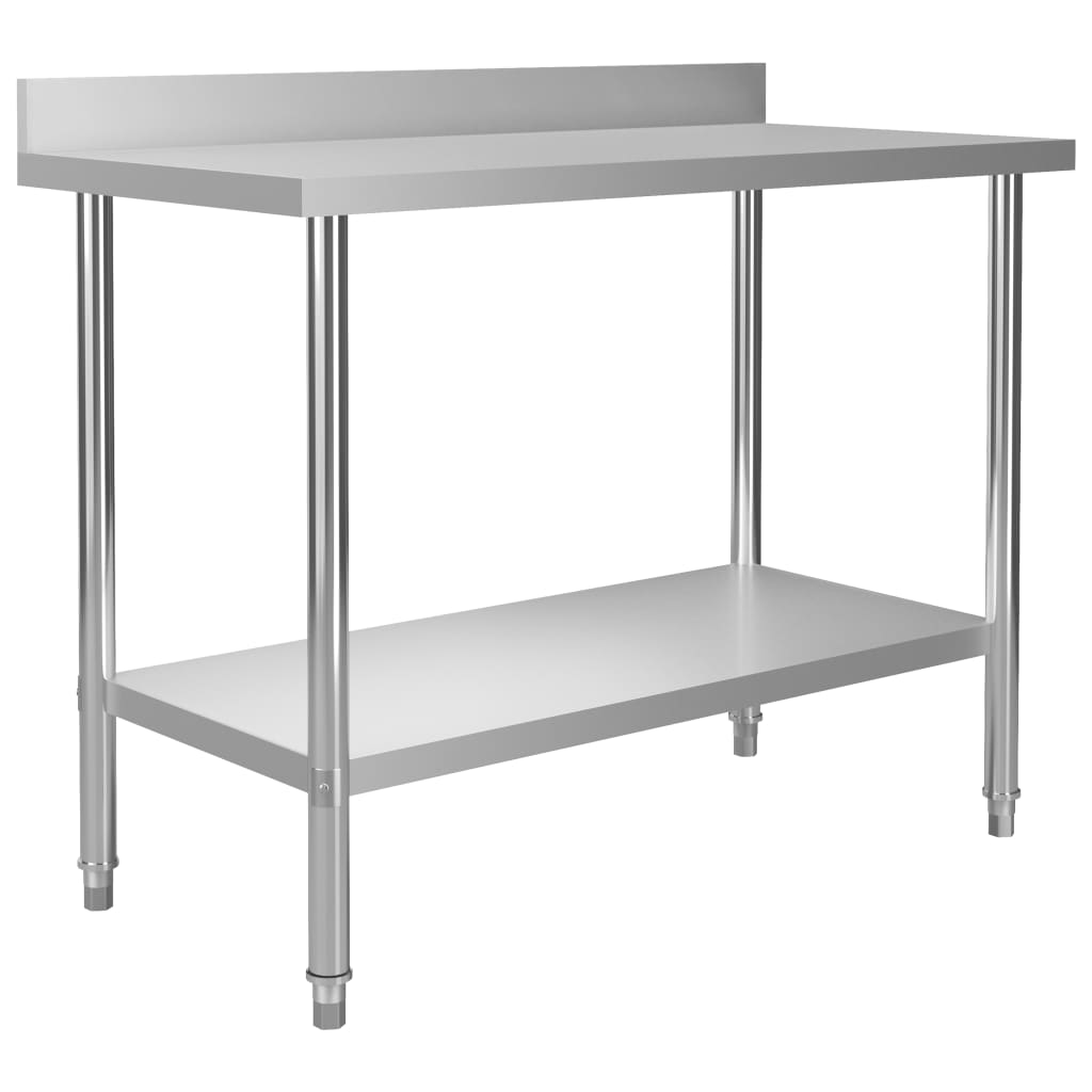 vidaXL Kitchen Work Table with Backsplash 47.2"x23.6"x36.6" Stainless Steel