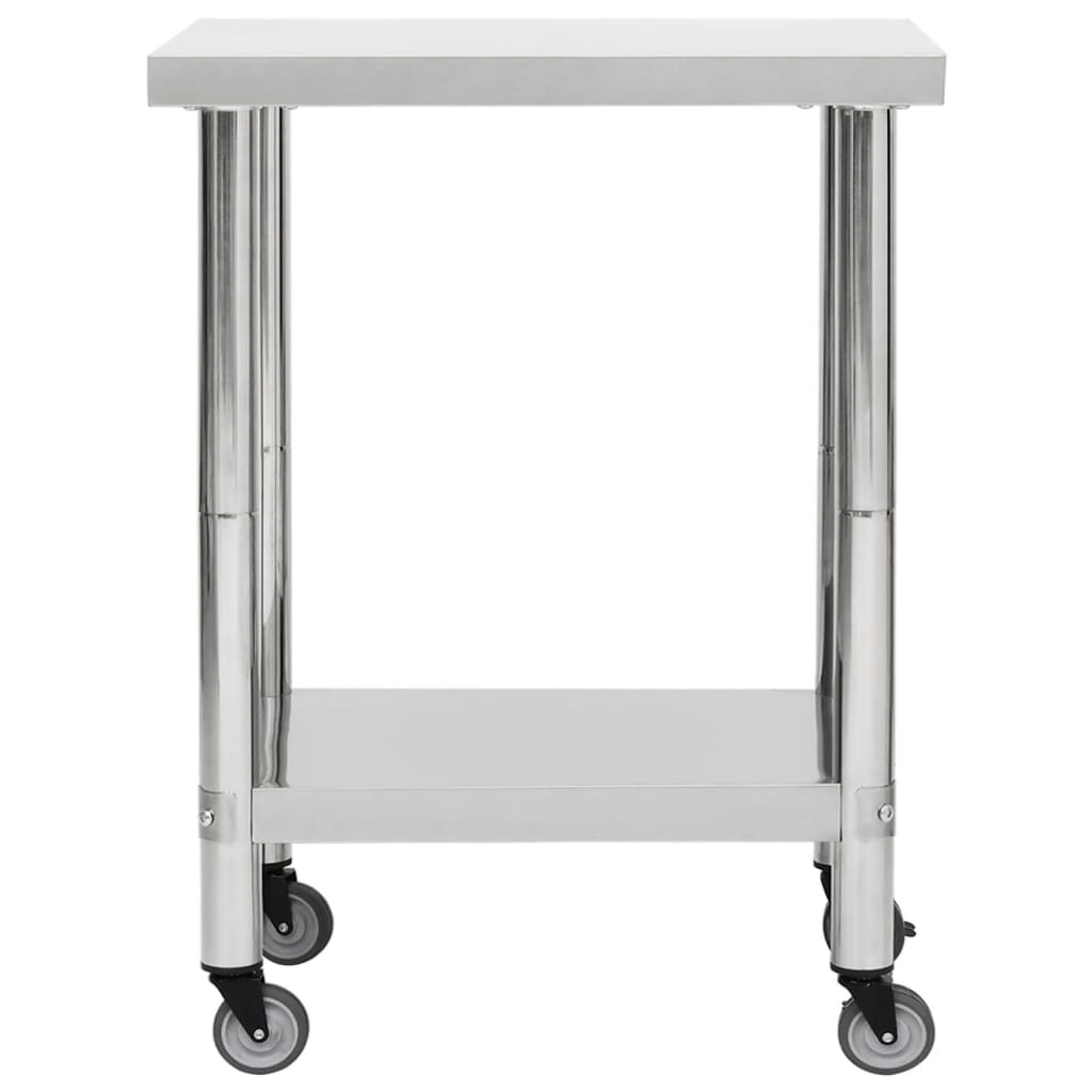 vidaXL Kitchen Work Table with Wheels 31.5"x11.8"x33.5" Stainless Steel