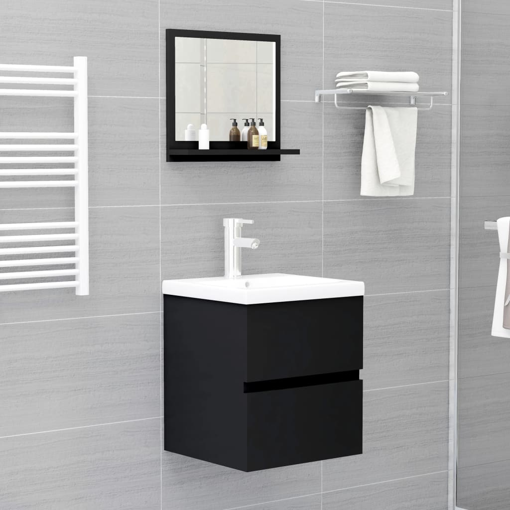 vidaXL Bathroom Mirror Black 15.7"x4.1"x14.6" Engineered Wood