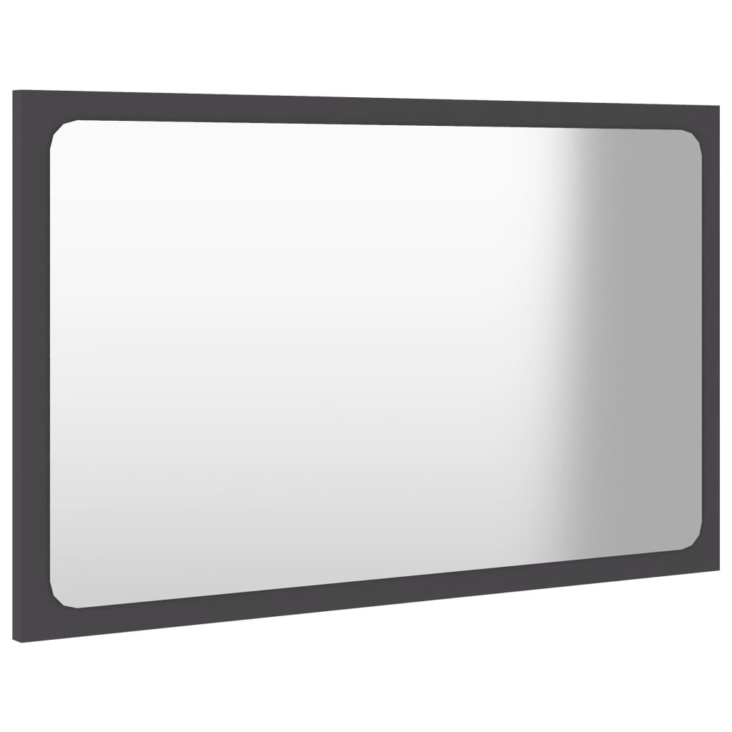 vidaXL Bathroom Mirror Gray 23.6"x0.6"x14.6" Engineered Wood