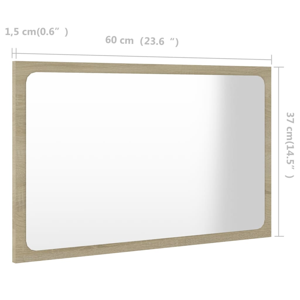 vidaXL Bathroom Mirror Sonoma Oak 23.6"x0.6"x14.6" Engineered Wood