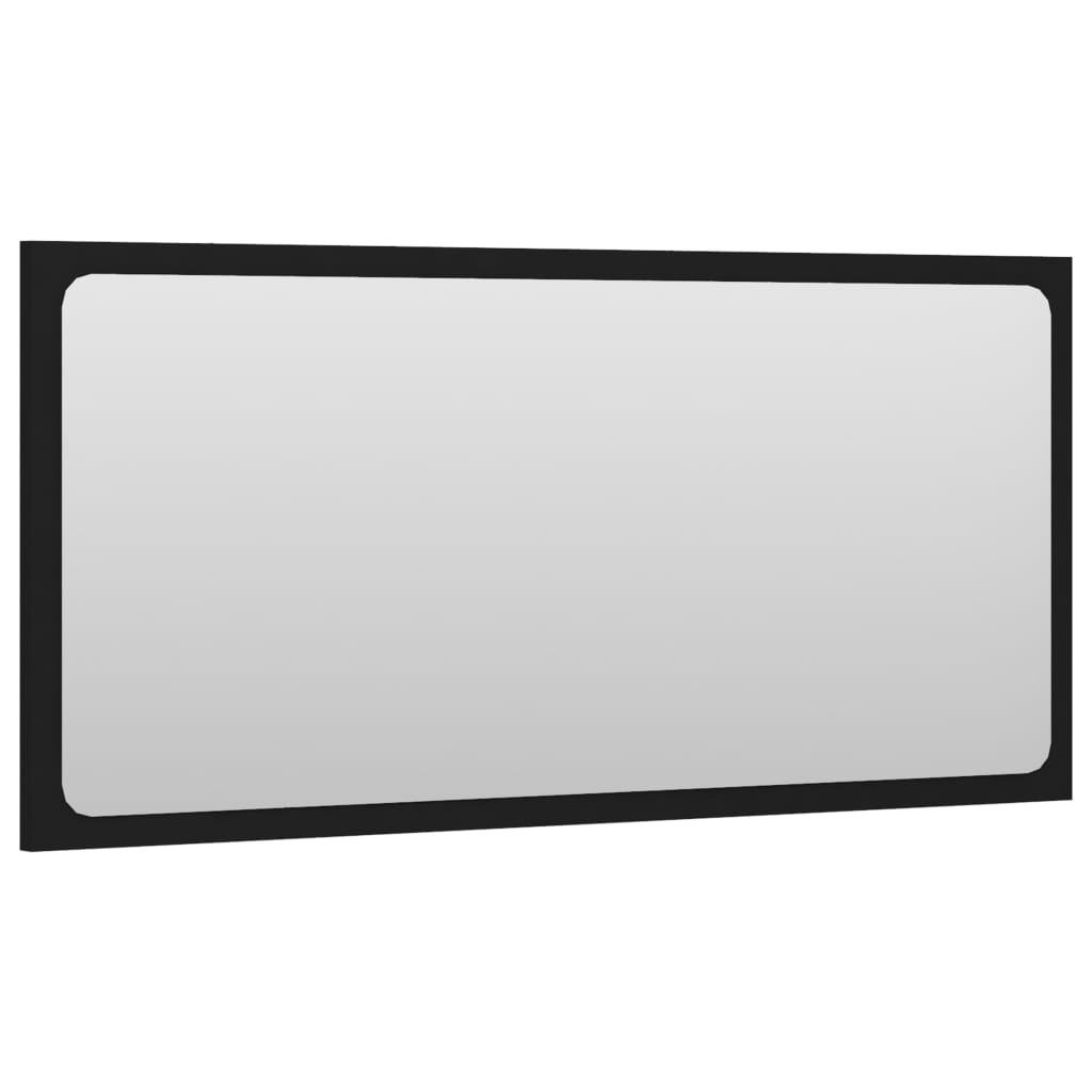 vidaXL Bathroom Mirror Black 31.5"x0.6"x14.6" Engineered Wood