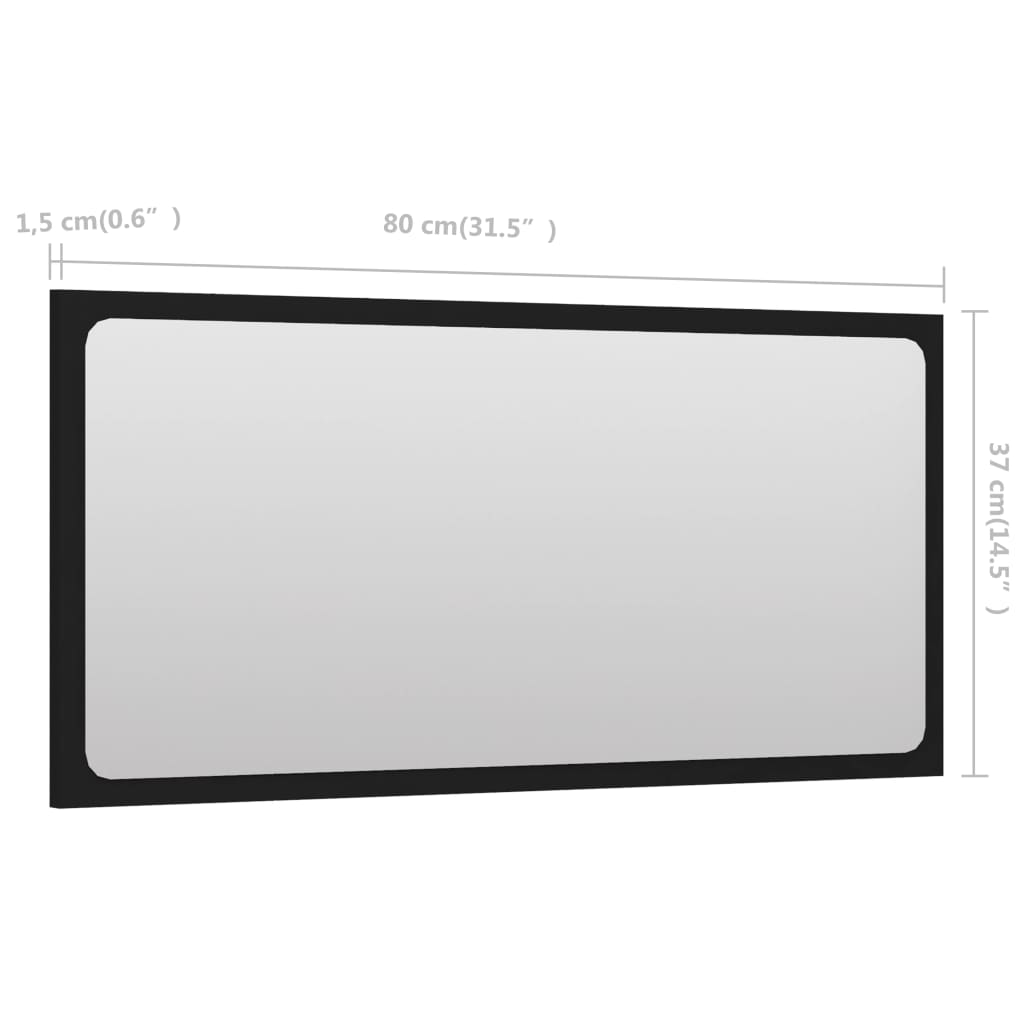 vidaXL Bathroom Mirror Black 31.5"x0.6"x14.6" Engineered Wood