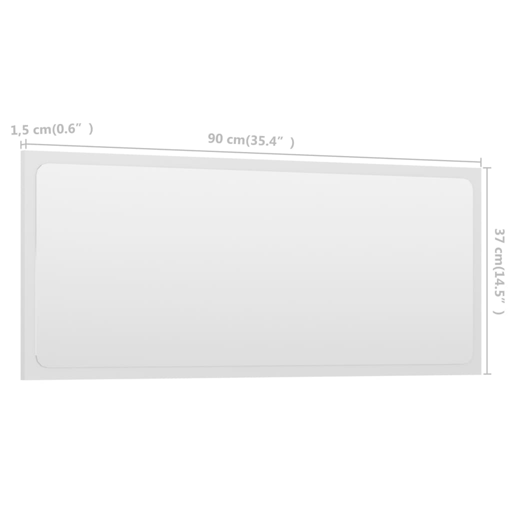 vidaXL Bathroom Mirror White 35.4"x0.6"x14.6" Engineered Wood