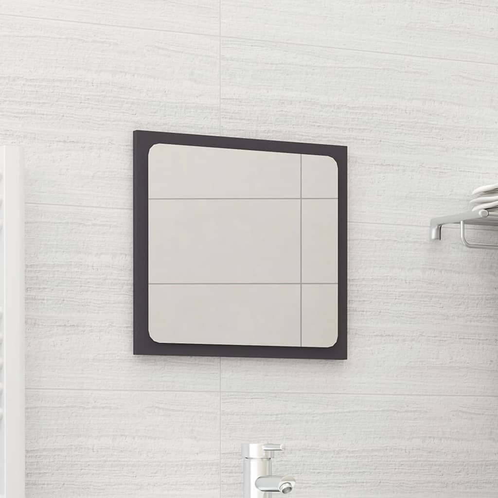 vidaXL Bathroom Mirror Gray 15.7"x0.6"x14.6" Engineered Wood