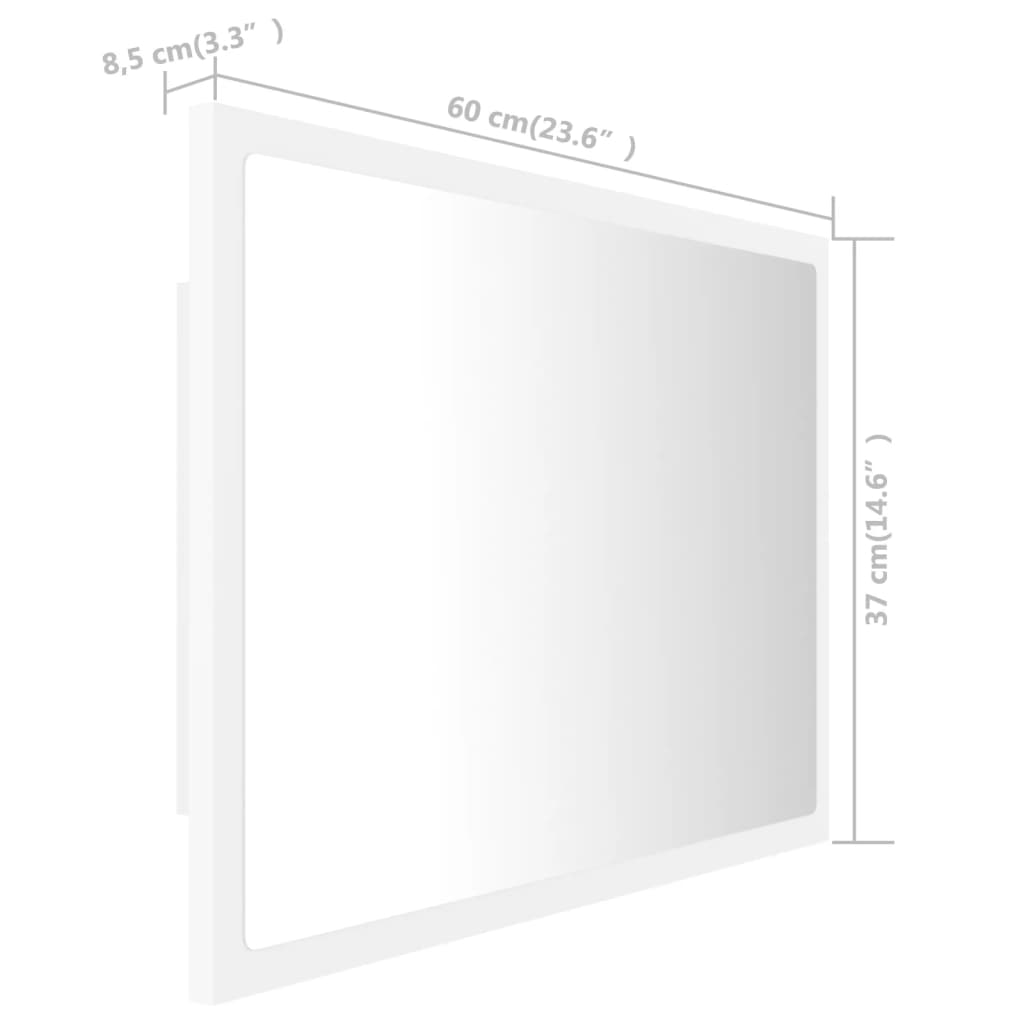 vidaXL LED Bathroom Mirror White 23.6"x3.3"x14.6" Acrylic