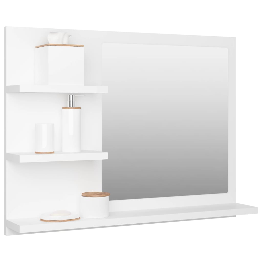 vidaXL Bathroom Mirror White 23.6"x4.1"x17.7" Engineered Wood