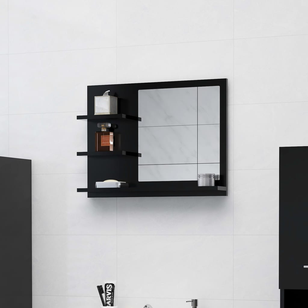 vidaXL Bathroom Mirror Black 23.6"x4.1"x17.7" Engineered Wood