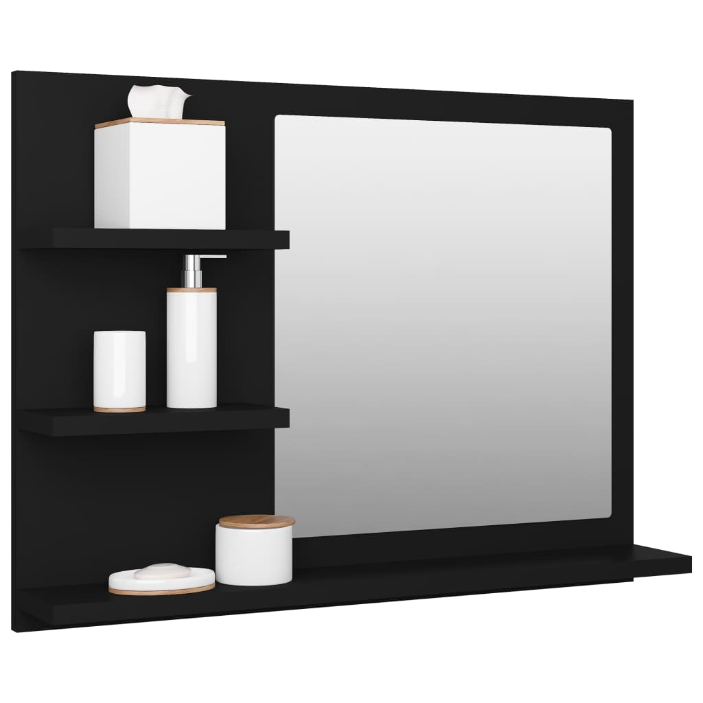 vidaXL Bathroom Mirror Black 23.6"x4.1"x17.7" Engineered Wood