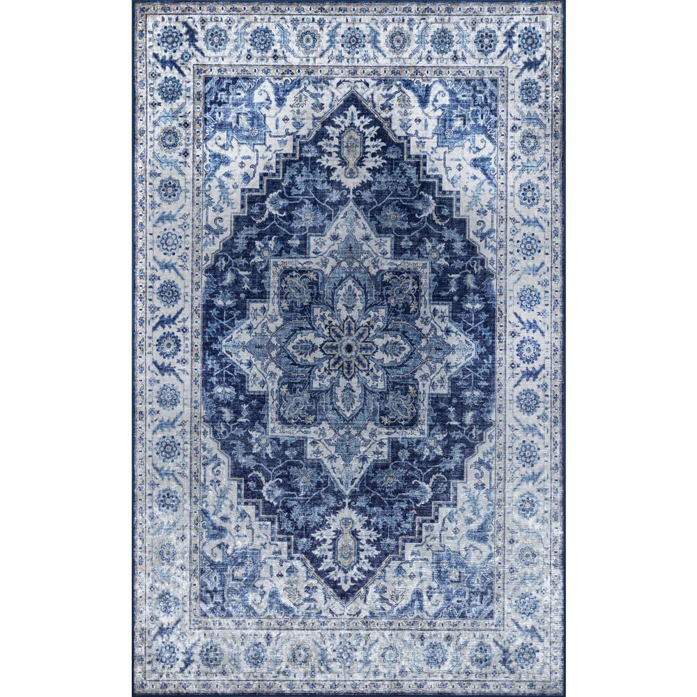 Traditional Rectangle Area Rug, Blue, 5' X 8'