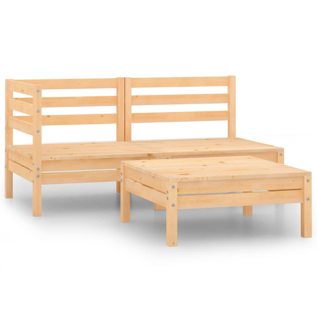 vidaXL 3 Piece Patio Lounge Set Solid Wood Pine