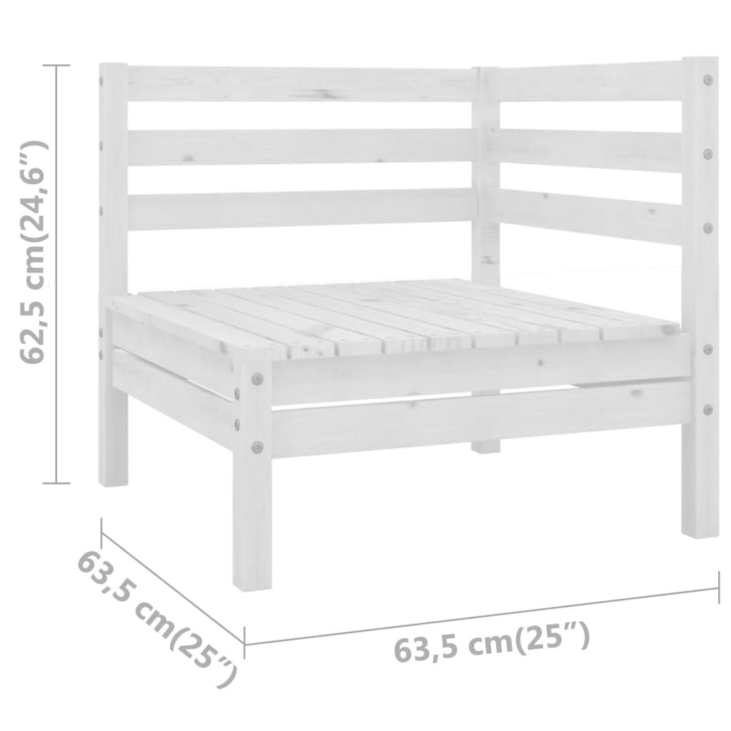 vidaXL 3 Piece Patio Lounge Set Solid Wood Pine White