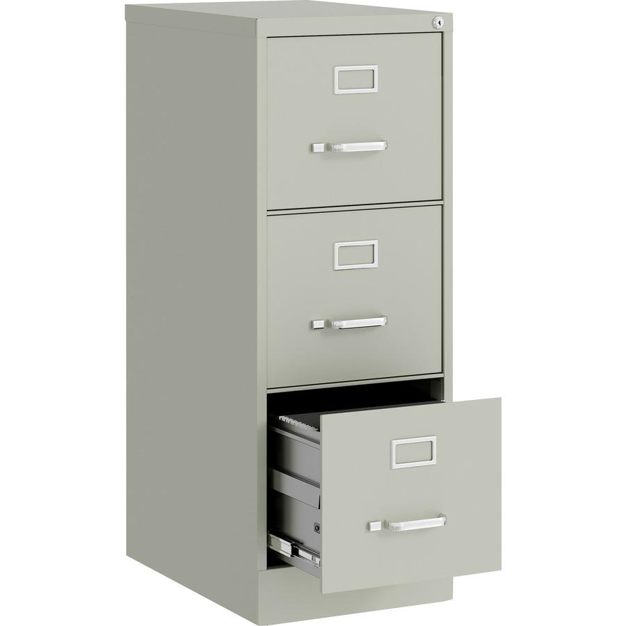 Lorell Fortress Series 22" Commercial-Grade Vertical File Cabinet - 15" x 22" x 40.2" - 3 x Drawer(s) for File - Letter - Vertical - Ball-bearing Suspension, Removable Lock, Pull Handle, Wire Manageme